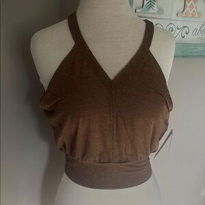 Baleaf Brown Sleeveless Fitted Crop Tank Top